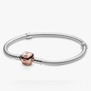 Pandora Rose and Sterling Silver Barrel Clasp Bracelet